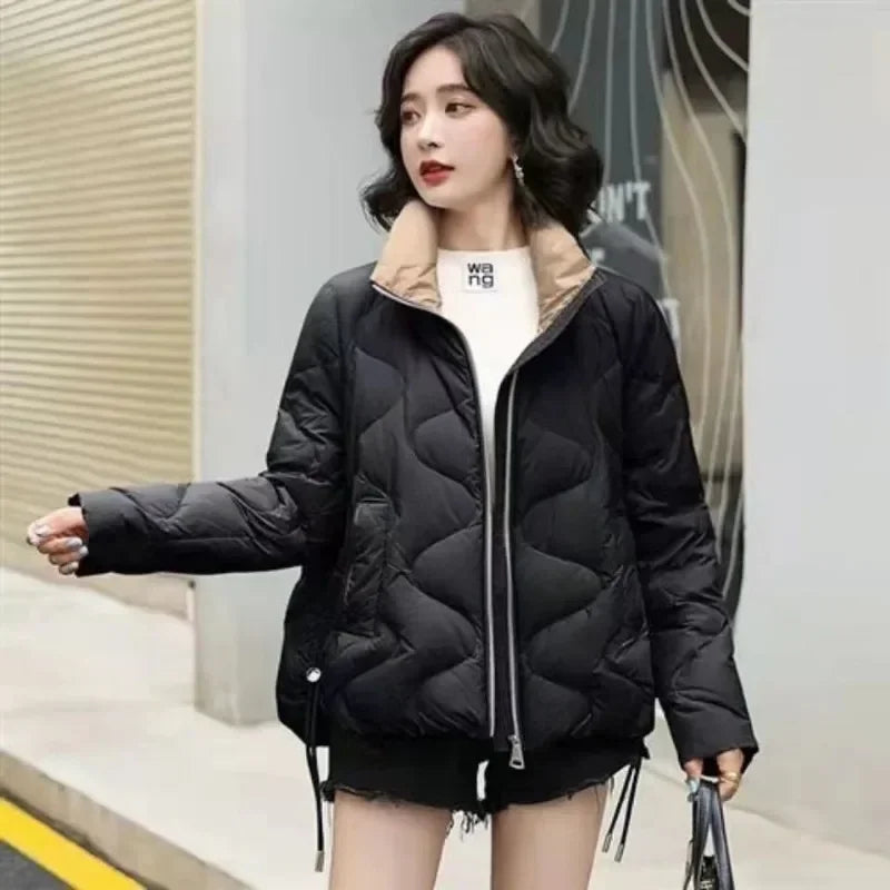 Women's Short Cotton Jacket, Thick Warm Coat, Casual Winter Outerwear, Loose Fit Short Parka, A12, New 2022