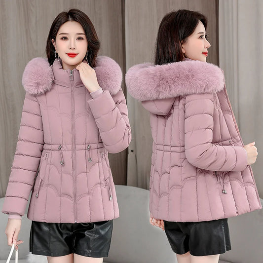 Women's Warm Quilted Cotton Jacket - Short Hooded Parka, High-Quality Winter Coat, Trendy & Stylish, 2022