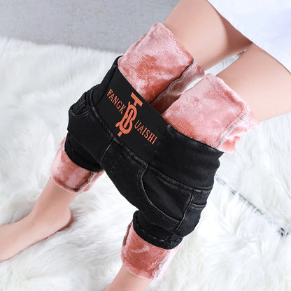 ZOENOVA Keep Warm Pants Women Winter Fleece Leggings Thick Velvet Jeans Fleece Skinny Highly Elastic Pant 2022 Female Legging