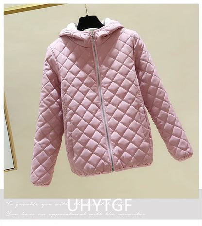 Women's Quilted Cotton Jacket - Thick Hooded Parka, Korean Style, Black Winter Coat, New for 2023