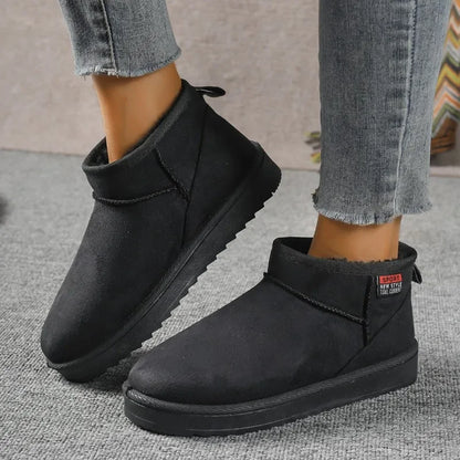 2024 Women's Suede Ankle Snow Boots – Warm & Comfortable Winter Flats, Casual Non-Slip Walking Shoes