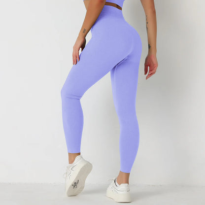 Seamless Scrunch Butt Yoga Leggings for Women - High-Waist Solid Color Gym Fitness Tights