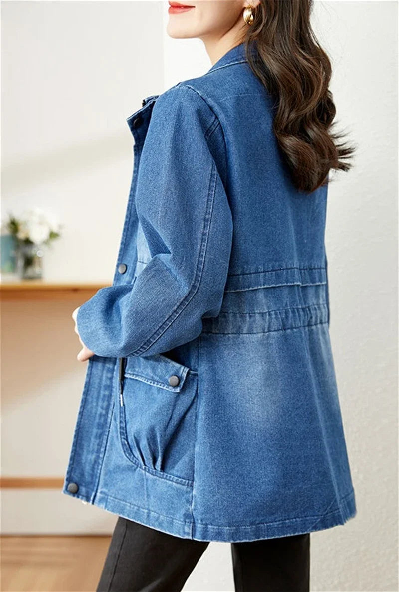 Women’s Denim Jacket 2024 Spring Autumn New Ladies Denim Coat Design Sense Ver