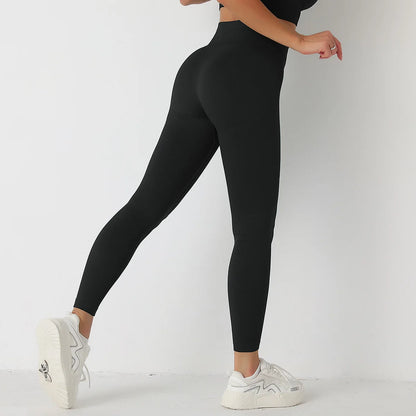 Seamless Scrunch Butt Yoga Leggings for Women - High-Waist Solid Color Gym Fitness Tights