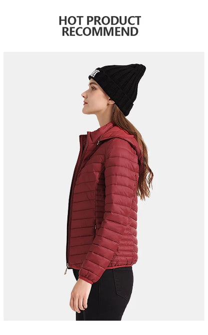 Women's Santelon Ultra-Light Quilted Jacket with Removable Hood, Outdoor Warm and Light Parka with Storage Bag