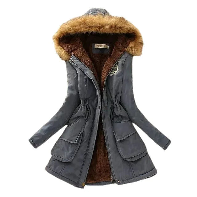 Lightweight Quilted Cotton Jacket for Women - Casual Hooded Parka, Warm Coat for