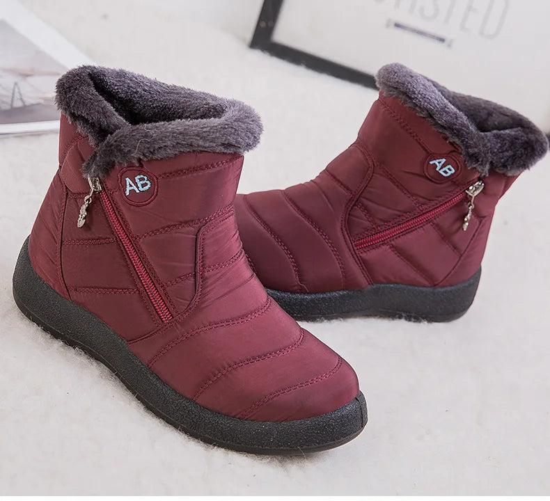 Women's Winter Fur-Lined Snow Boots – Ultra Warm Low-Heel Ankle Booties for Cold Weather