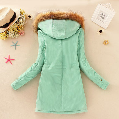 Lightweight Quilted Cotton Jacket for Women - Casual Hooded Parka, Warm Coat for