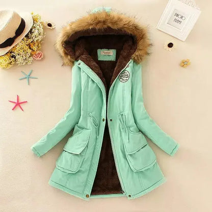 Lightweight Quilted Cotton Jacket for Women - Casual Hooded Parka, Warm Coat for