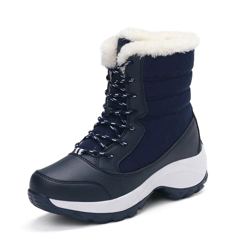 Women's Winter Snow Boots – Waterproof, Non-Slip Platform with Fur-Lined Ankle & Thigh-High Wedge Design