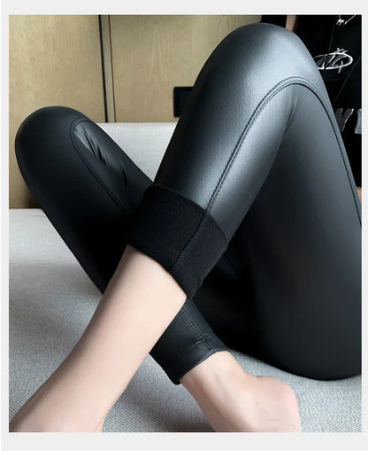 Leggings Femininas de Couro Sintético - Cintura Alta e Conforto