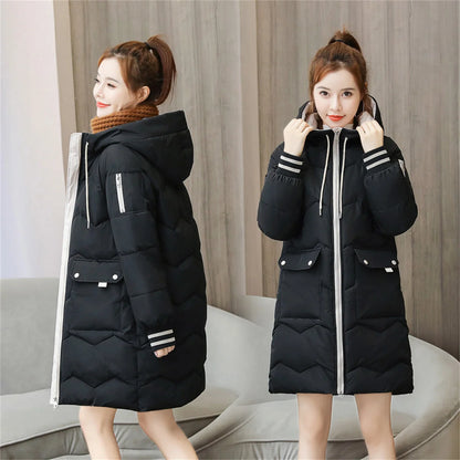 Women's Long Cotton Overcoat - Thick, Warm, Windproof Jacket, Casual Student Parka for Winter 2022