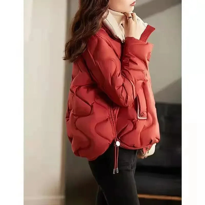 Women's Short Cotton Jacket, Thick Warm Coat, Casual Winter Outerwear, Loose Fit Short Parka, A12, New 2022