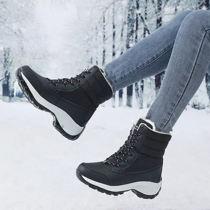 Women's Winter Snow Boots – Waterproof, Non-Slip Platform with Fur-Lined Ankle & Thigh-High Wedge Design