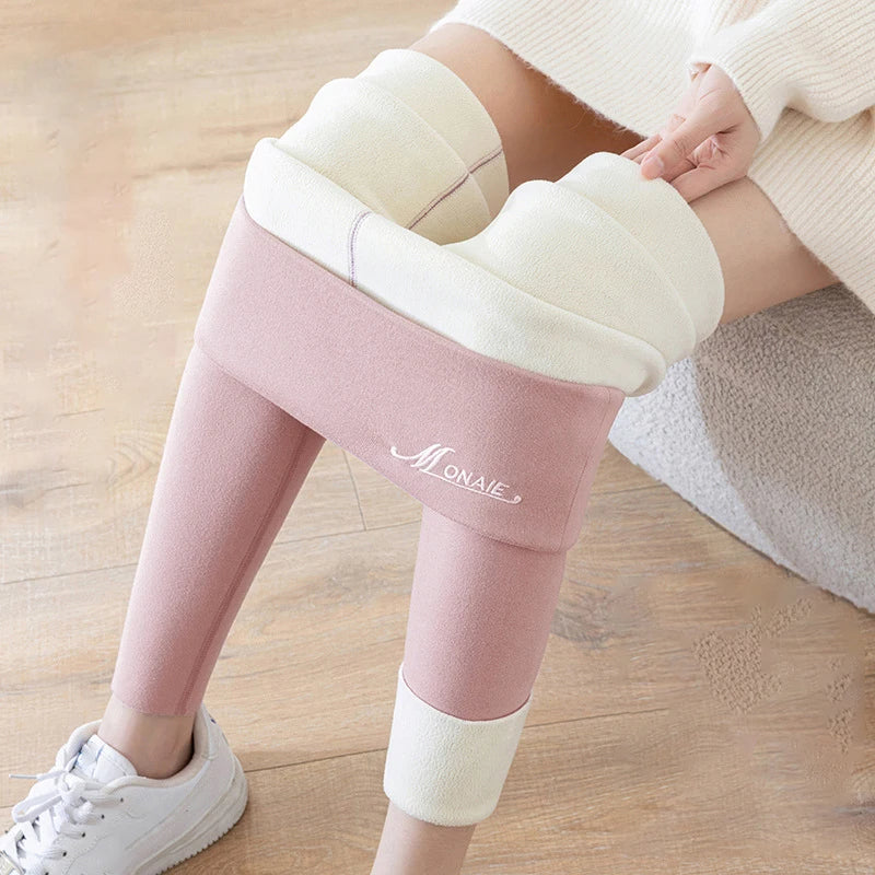 Women Leggings Winter Velvet Thickened Cotton Stretchy Legging High Waist Solid Casual Fleece Warm Tights Pants