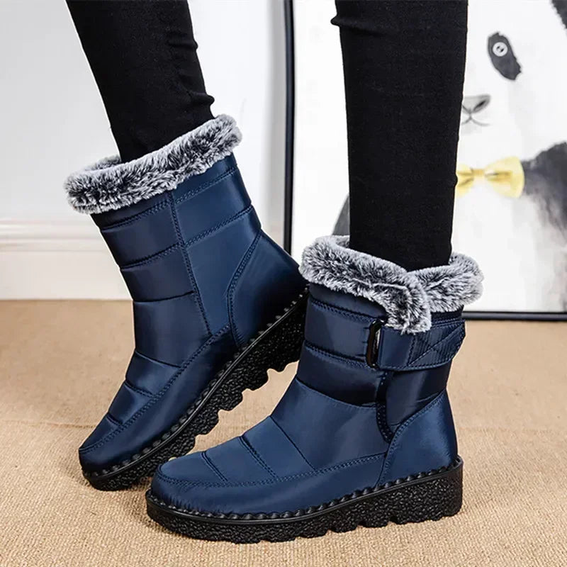 Women's Waterproof Winter Snow Boots – 2025 New Faux Fur Long Plush Platform Ankle Boots with Warm Cotton Lining