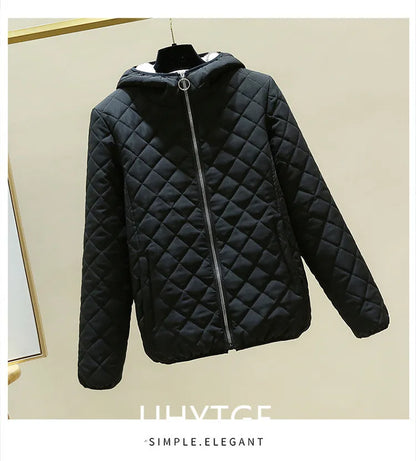 Women's Quilted Cotton Jacket - Thick Hooded Parka, Korean Style, Black Winter Coat, New for 2023