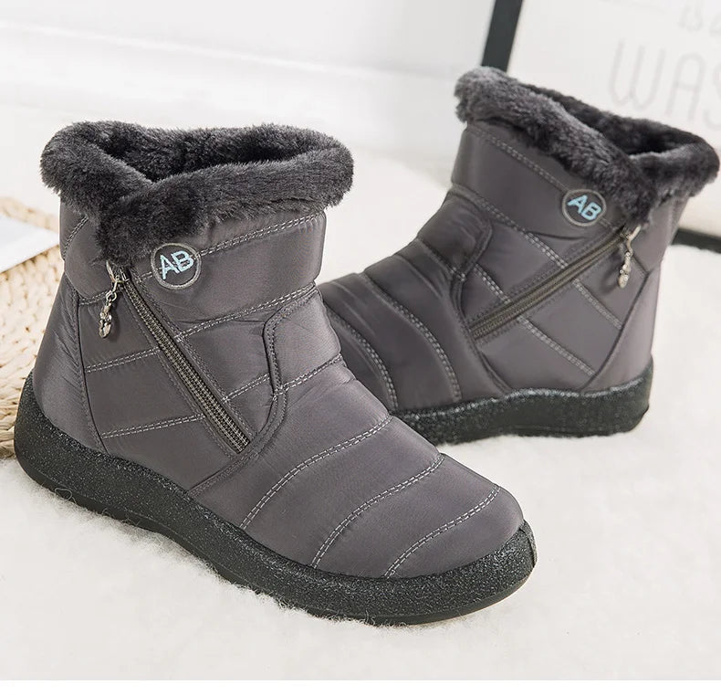 Women's Winter Fur-Lined Snow Boots – Ultra Warm Low-Heel Ankle Booties for Cold Weather