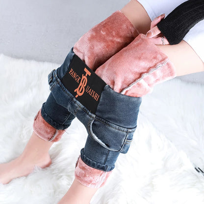 ZOENOVA Keep Warm Pants Women Winter Fleece Leggings Thick Velvet Jeans Fleece Skinny Highly Elastic Pant 2022 Female Legging