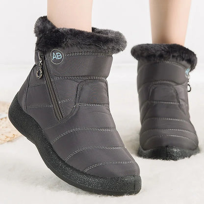 Women's Winter Fur-Lined Snow Boots – Ultra Warm Low-Heel Ankle Booties for Cold Weather