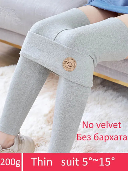 Women's Leggings with Fleece Thick Warm Velvet Cotton Tights Female Legging Pants Winter Skinny Grey Thermal Leggings for Women