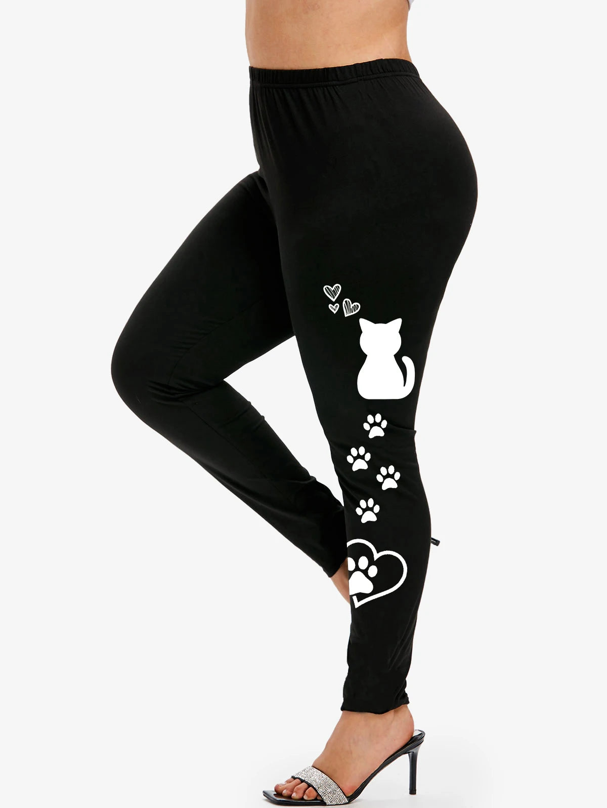 Cute Cat Paw Print Leggings - Slim Fit for Women, S-5XL