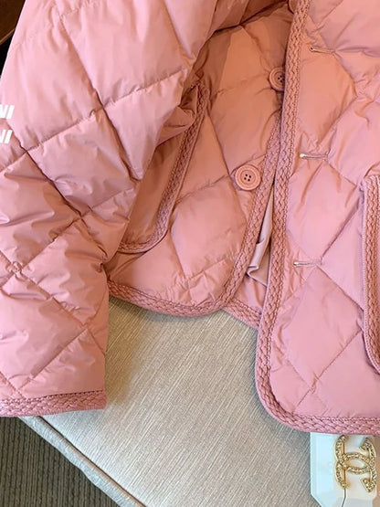 Parkas curtas acolchoadas de algodão para mulheres, fragrância pequena, jaquet