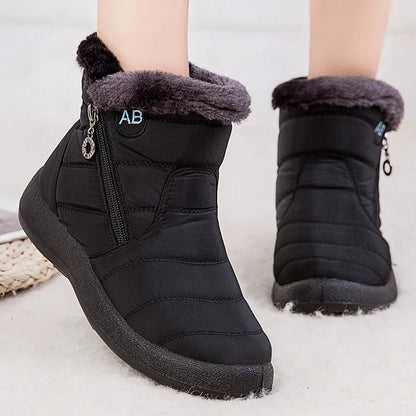 Women's Winter Fur-Lined Snow Boots – Ultra Warm Low-Heel Ankle Booties for Cold Weather