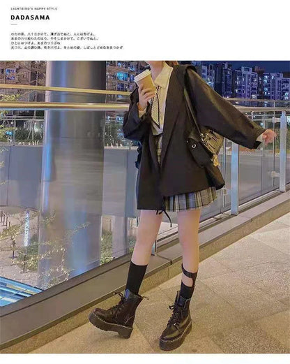 Black Short Hooded Trench Coat for Spring Autumn 2024 Casual Loose Fitting Slimm