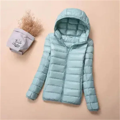 Women's Warm Quilted Cotton Hooded Jacket, Short Parka with High Collar, Oversized Coat, Fall & Winter Tops, New