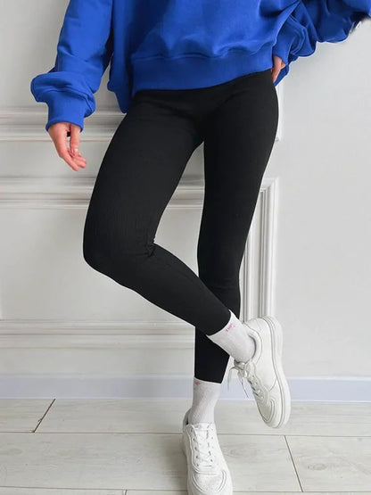 Women's Leggings with Fleece Thick Warm Velvet Cotton Tights Female Legging Pants Winter Skinny Grey Thermal Leggings for Women