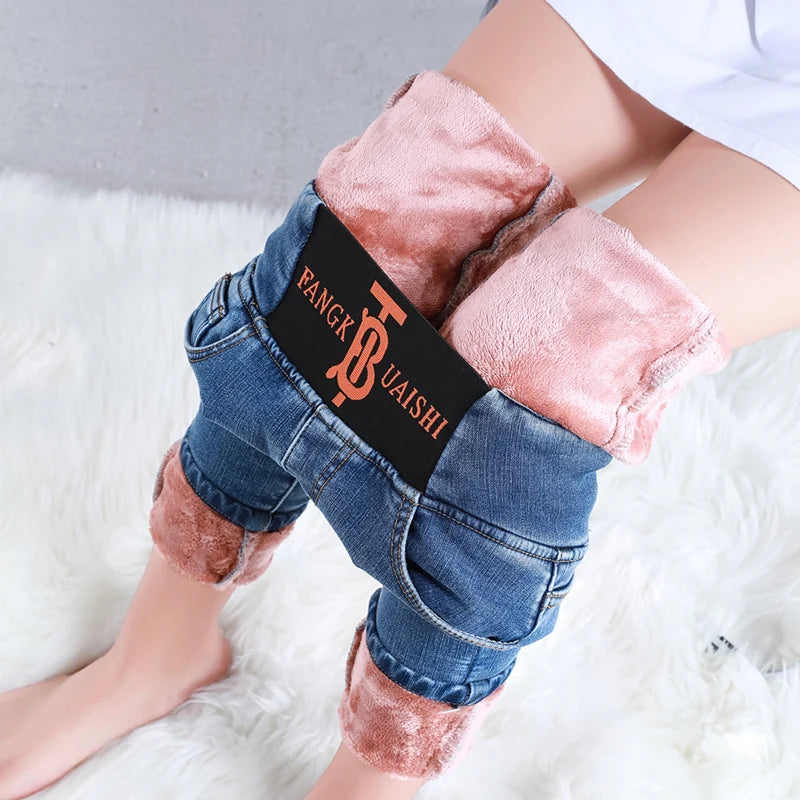 ZOENOVA Keep Warm Pants Women Winter Fleece Leggings Thick Velvet Jeans Fleece Skinny Highly Elastic Pant 2022 Female Legging