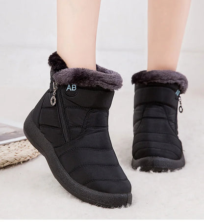 Women's Winter Fur-Lined Snow Boots – Ultra Warm Low-Heel Ankle Booties for Cold Weather