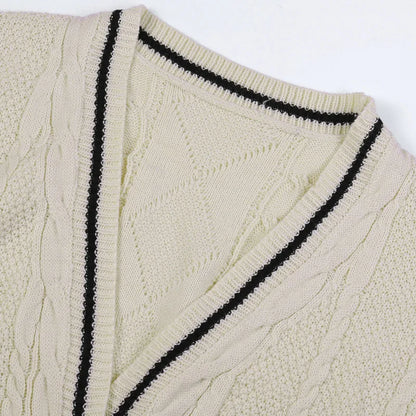 Bordado feminino estrela Y2K Cardigans de malha, suéteres vintage, peito único