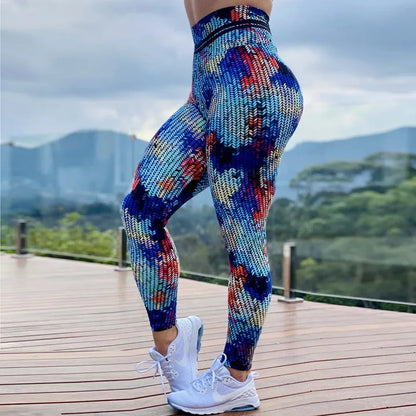 FCCEXIO Summer New Style Digital Printing Women's Tie-dye Leggings High Waist Running Tght Fitness Workout Yoga Pants S-3XL