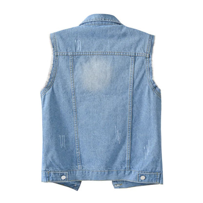 Multi-colour Denim Vest Jacket Women Short Waistcoat Oversize S-7XL Sleeveless C