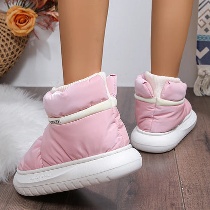 2024 Women's Waterproof Winter Ankle Boots – Cute Plush Down Cloth Snow Boots with Thick Non-Slip Sole & Cotton Lining