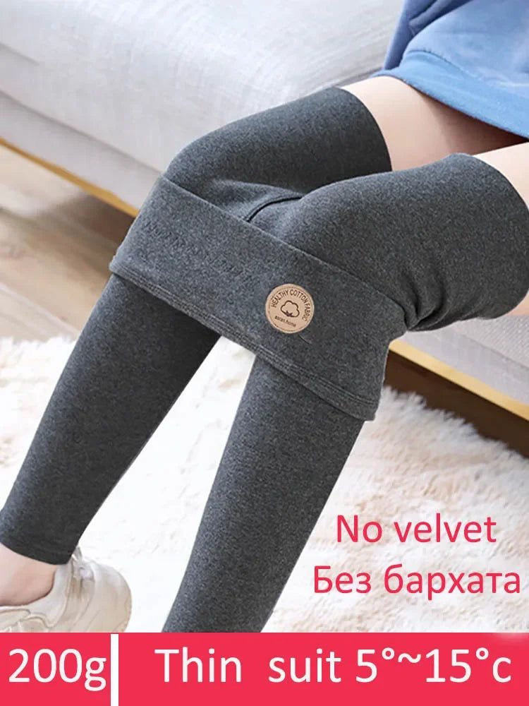 Women's Leggings with Fleece Thick Warm Velvet Cotton Tights Female Legging Pants Winter Skinny Grey Thermal Leggings for Women