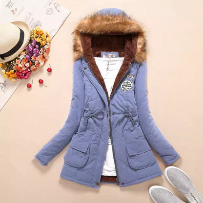 Lightweight Quilted Cotton Jacket for Women - Casual Hooded Parka, Warm Coat for