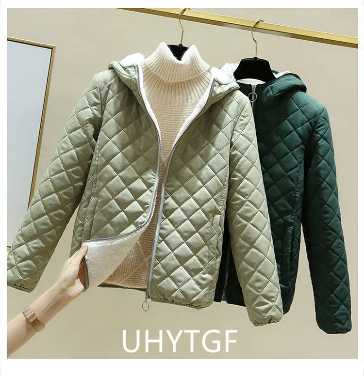 Women's Quilted Cotton Jacket - Thick Hooded Parka, Korean Style, Black Winter Coat, New for 2023