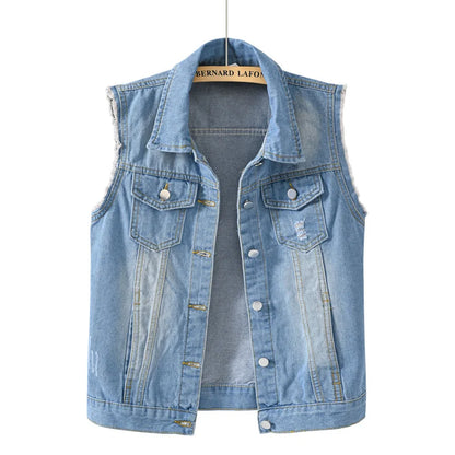 Multi-colour Denim Vest Jacket Women Short Waistcoat Oversize S-7XL Sleeveless C