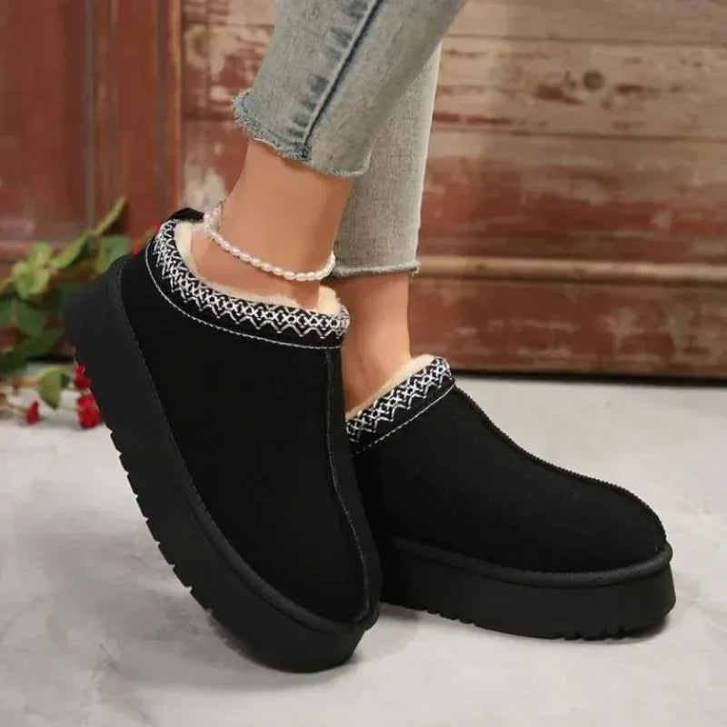 Women's Chelsea Ankle Snow Boots – New Winter Fur-Lined Plush Platform Flats with Cozy Cotton Comfort