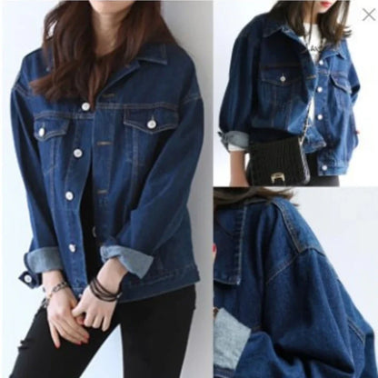 Outono coreano denim casaco para mulher solto estilo bf casacos curtos estilo ca