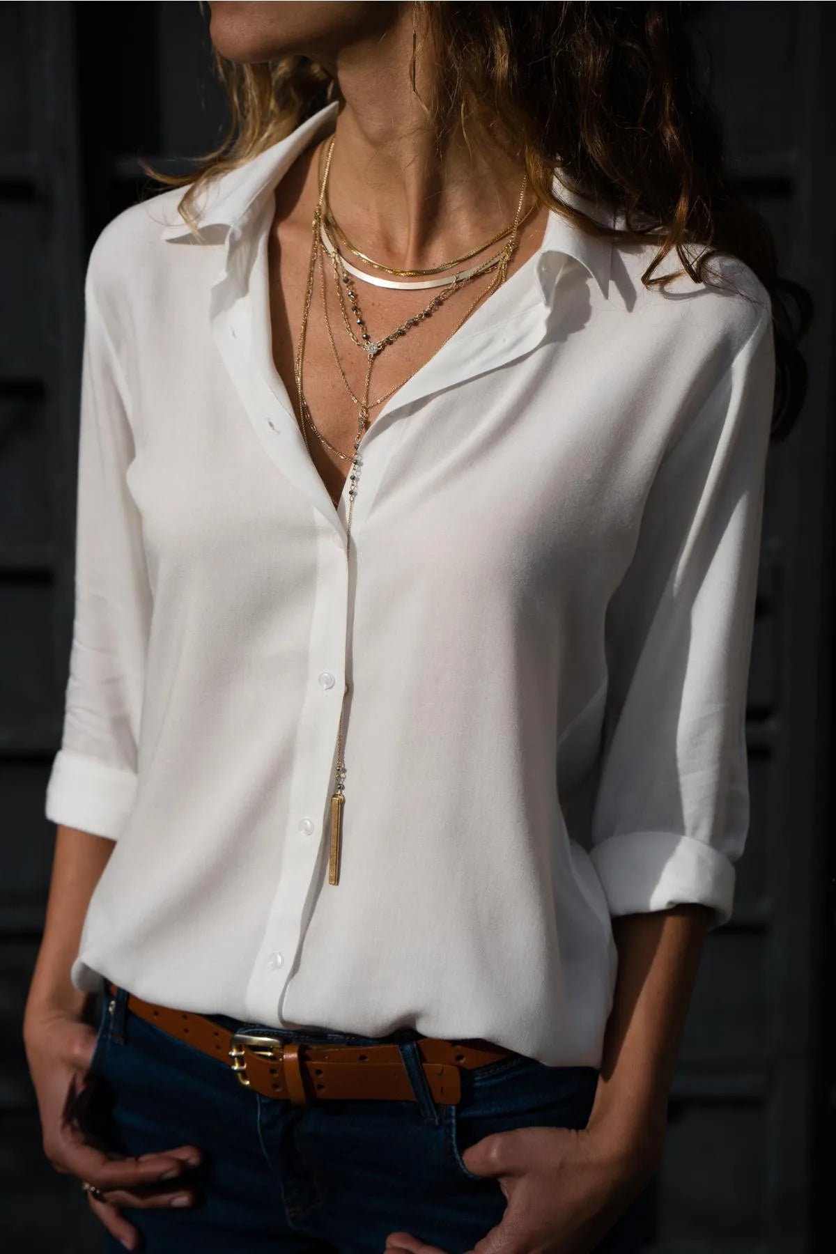 Vintage-Inspired Women's Autumn Polo Collar Blouse – Loose Button-Up Top for Office & Casual Wear