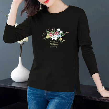 Women's 100% Cotton Long-Sleeve T-Shirt – Slim-Fit Round-Neck Base Layer for Spring & Casual Wear