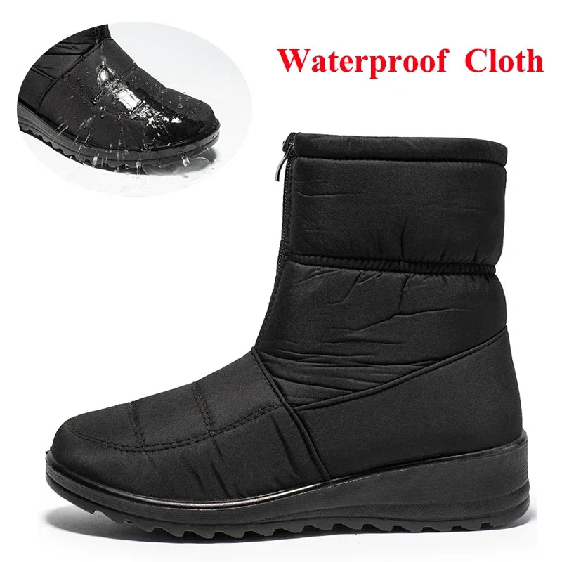 Women's Waterproof Winter Snow Boots – Non-Slip Platform Ankle Boots with Cotton Padded Warmth