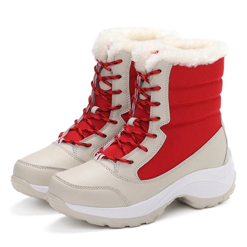 Women's Winter Snow Boots – Waterproof, Non-Slip Platform with Fur-Lined Ankle & Thigh-High Wedge Design