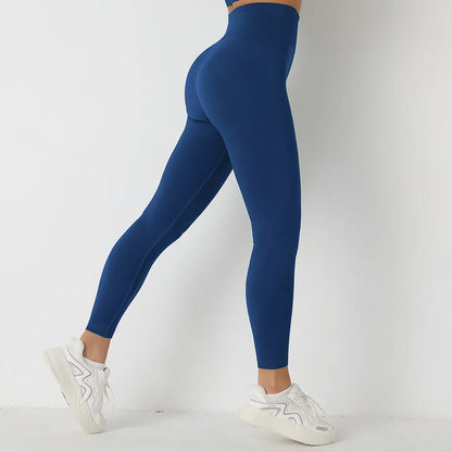 Seamless Scrunch Butt Yoga Leggings for Women - High-Waist Solid Color Gym Fitness Tights