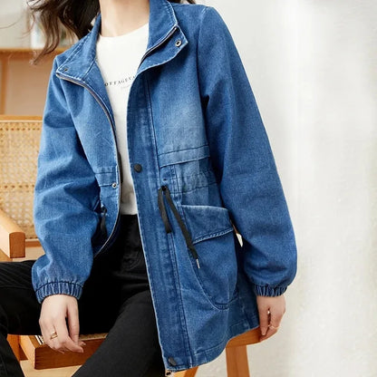 Women’s Denim Jacket 2024 Spring Autumn New Ladies Denim Coat Design Sense Ver