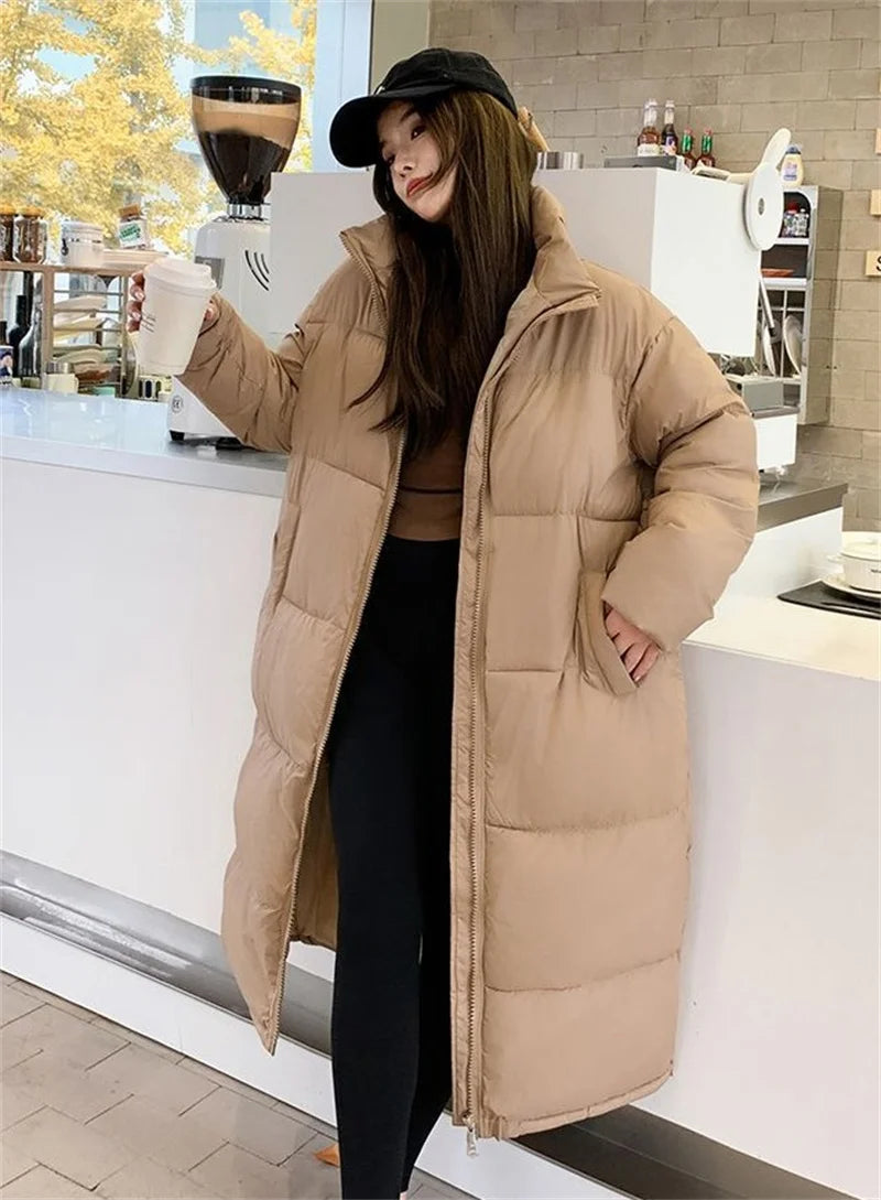 Women's Long Casual Parka, Thick Cotton Winter Jacket, Quilted Warm Windproof Outerwear, New Fashion, 2024